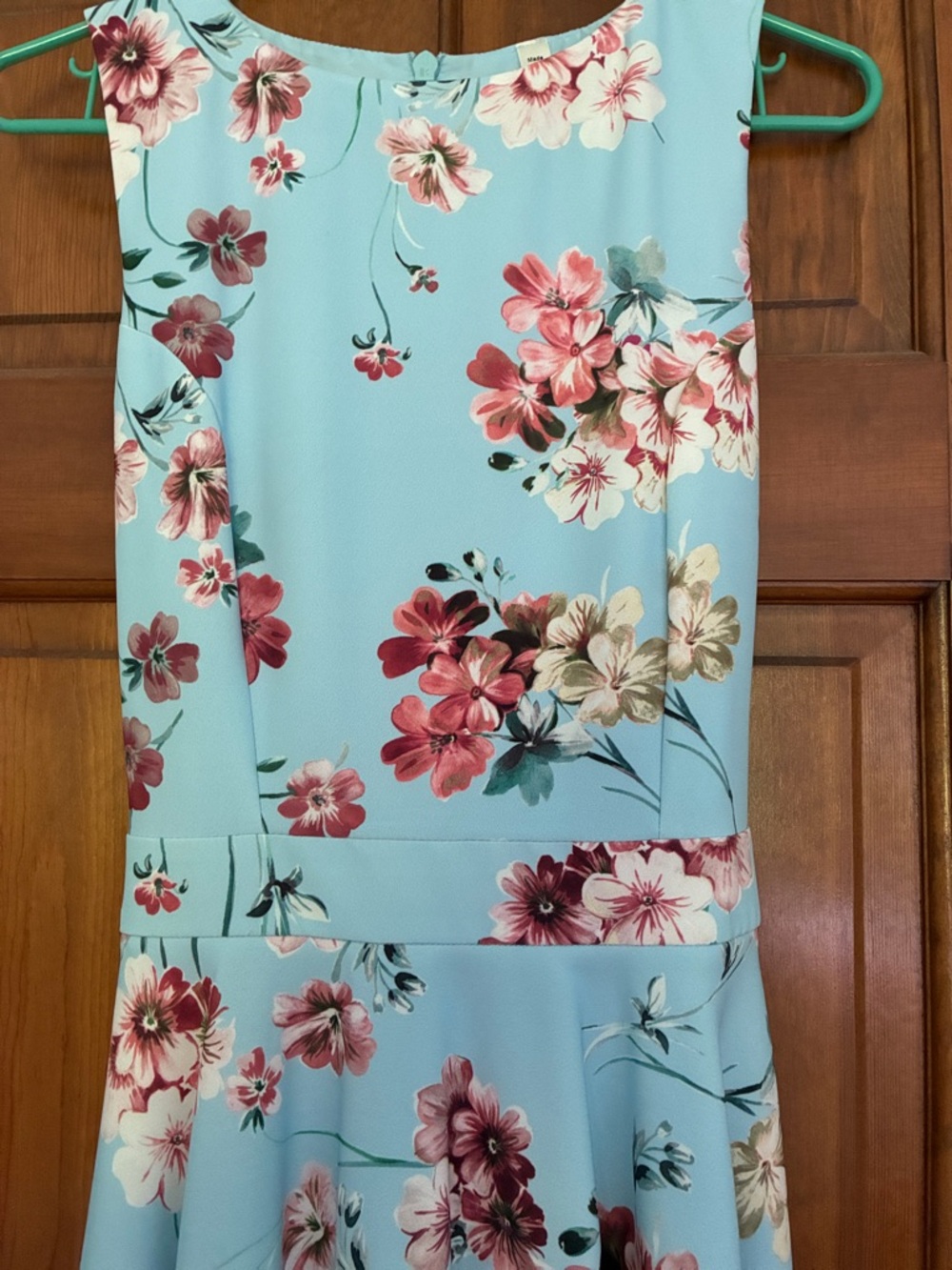 Floral cherry blossom light blue mid dress size small or medium